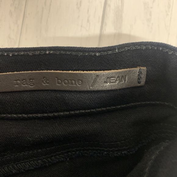 Womens Size 27 Rag & Bone Lamb Leather Front Jeans Black EUC - Picture 5 of 6